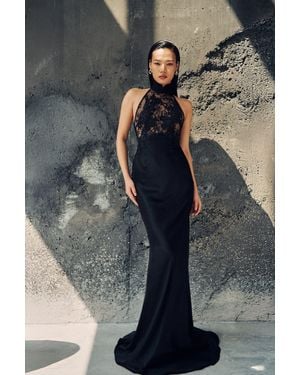 SAU LEE Taron Satin Gown - Grey