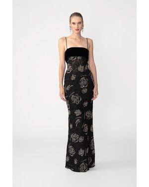 SAU LEE Celeste Embroidered Gown - Black