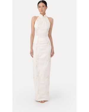 SAU LEE Jillian Embroidered Gown - White