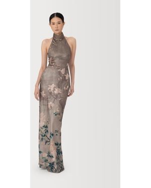 SAU LEE Gillian Satin Maxi Dress - White