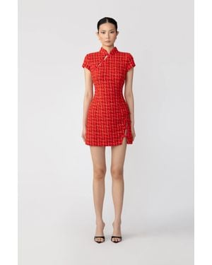 SAU LEE Iris Tweed Dress - Red