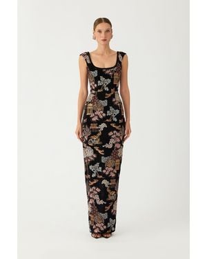 SAU LEE Brooke Embroidered Gown - Multicolour