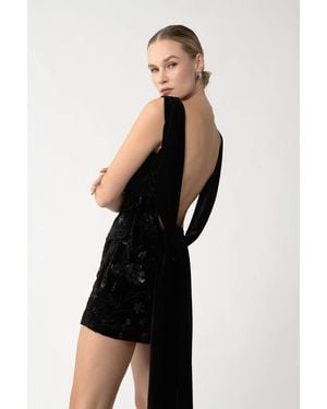 SAU LEE Winter Velvet Mini Dress - Black