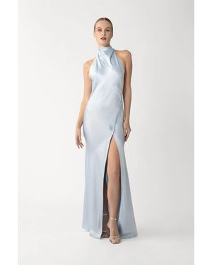 SAU LEE Penelope Backless Satin Gown - White