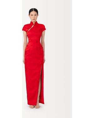 SAU LEE Isabella Embroidered Gown