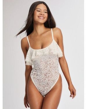 Savage X Paisley Smoke Lace Teddy - White