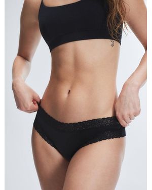 Savage X Cotton Essentials Lace-trim Cheeky Knickers - Black