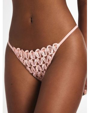 Savage X Moonkissed Embroidered Thong Panty - Pink