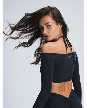 Savage X Sleek Stitch Modal Ruched Top - Black
