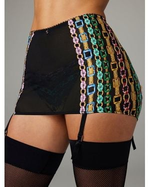 Savage X Chained In Lace Suspender Skirt - Green