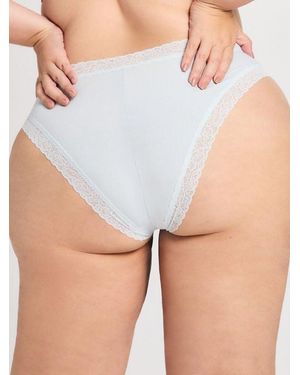 Savage X Cotton Essentials Classic Lace-trim Cheeky Knickers - Grey