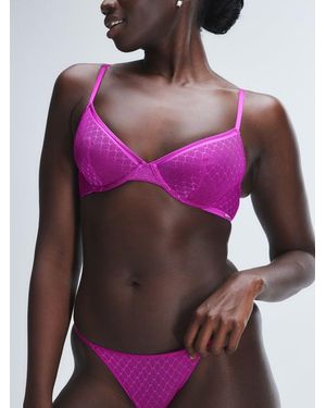 Savage X Show N' Tell Mesh Unlined Demi Bra - Purple