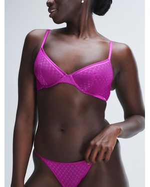 Savage X Show N' Tell Mesh Unlined Demi Bra - Purple