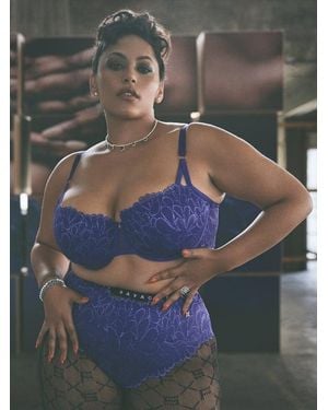Savage X Savage Not Sorry Lightly Lined Lace Balconette Bra - Grey