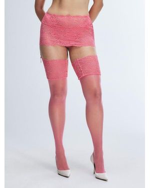 Savage X Romantic Corded Lace Suspender Skirt - Red
