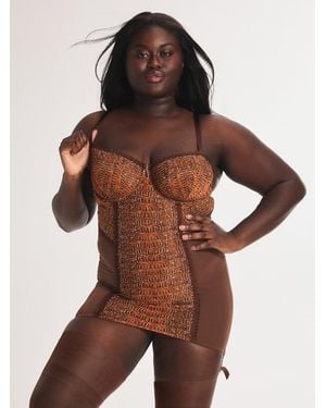Savage X Croc Crush Underwire Slip - Brown