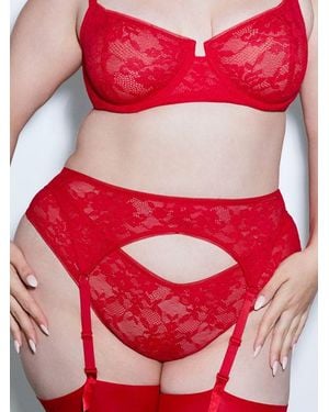 Savage X Luxe Lace Garter Belt - Red