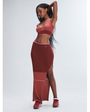 Savage X Featherweight Knit Slit Skirt - Red