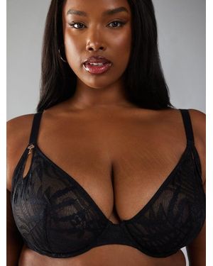 Savage X Shadowplay Lace Unlined Plunge Bra - Black