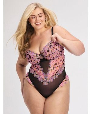 Savage X Sun Tide Floral Lace Underwire Teddy - Pink