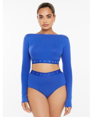 Savage X Cotton Jersey Crop Top - Blue