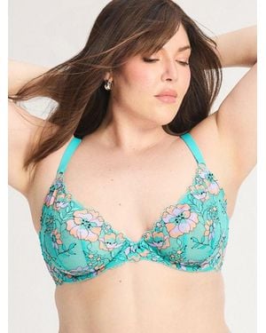 Savage X Floral Trip Lace Unlined Plunge Bra - Green