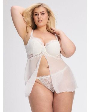 Savage X Romantic Corded Lace Padded Demi Babydoll - Natural