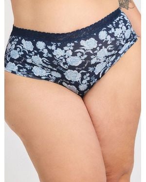 Savage X Cotton Essentials Lace-trim Shortie Panty - Blue