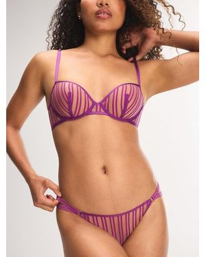 Savage X Strappy Hour Striped Lightly Lined Semi-demi Bra - Red
