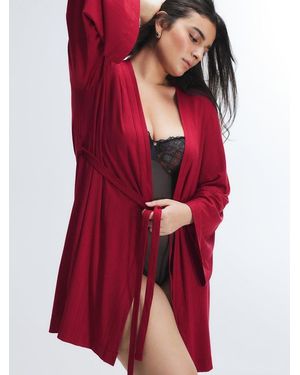 Savage X Sleek Stitch Modal Sleep Short Robe - Red