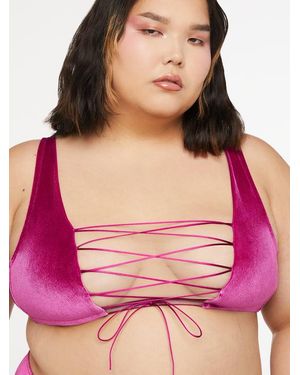 Savage X Velvet Vixen Lace-up Bralette - Pink