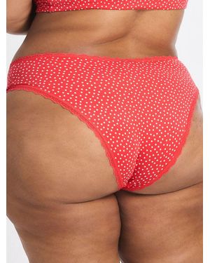 Savage X Cotton Essentials Lace-trim Cheeky Knickers - Red