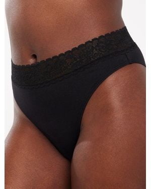 Savage X Cotton Essentials Lace-trim High-leg Bikini Panty - Brown