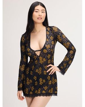 Savage X Feline Floral Shift Dress - Black
