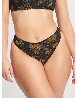 Savage X Feline Floral High-waist Thong - Black