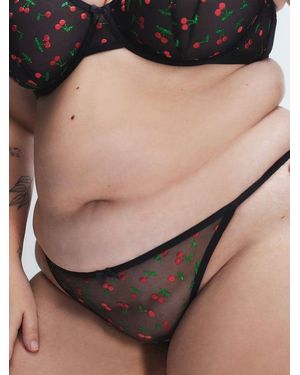 Savage X Puff Cherries String Bikini Knickers - Black