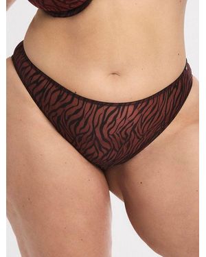 Savage X Untamed Lavish Lace High-leg Bikini Knickers - Brown