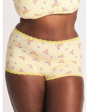 Savage X Cotton Essentials Lace-trim Boy Short Panty - Brown