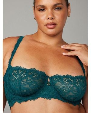 Savage X Romantic Corded Lace Unlined Balconette Bra - Green