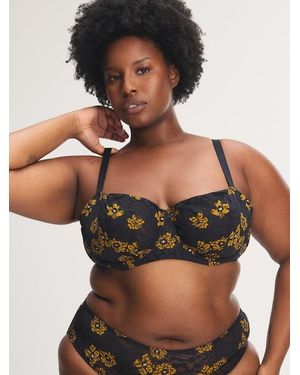 Savage X Feline Floral Lace Unlined Balconette Bra - Black