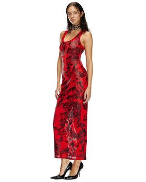 Savage X Diesel Foiled Fishnet Maxi Sleep Slip - Red