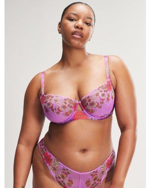 Savage X Mod Poppy Unlined Lace Balconette Bra - Pink
