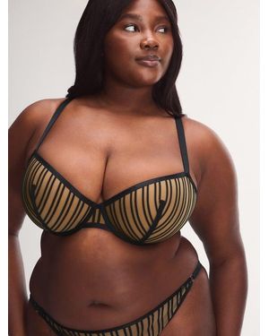 Savage X Strappy Hour Striped Lightly Lined Semi-demi Bra - Brown
