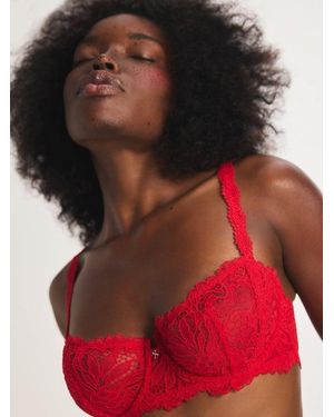 Savage X Romantic Corded Lace Unlined Balconette Bra - Red