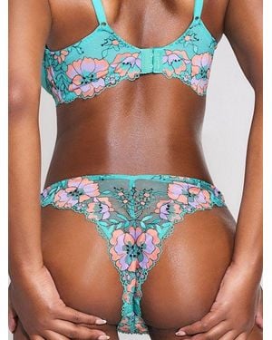 Savage X Floral Trip Lace Brazilian Knickers - Multicolour