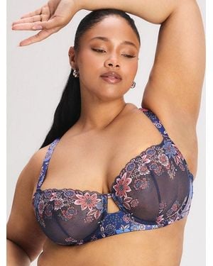 Savage X Mod Poppy Unlined Lace Balconette Bra - Blue