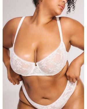 Savage X Luxe Lace Unlined Low-cut Balconette Bra - White