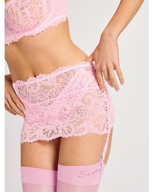 Savage X Romantic Corded Lace Garter Skirt - Pink