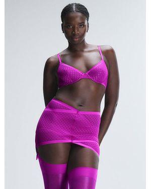 Savage X Show N' Tell Mesh Suspender Skirt - Pink