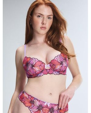Savage X Mosaic Floral Lace Unlined Demi Bra - Pink